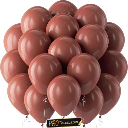 Pro Duralatex Dark Brown Extra-Thick Balloons 120 Pack 10 inch | Boho Neutral by Bezente