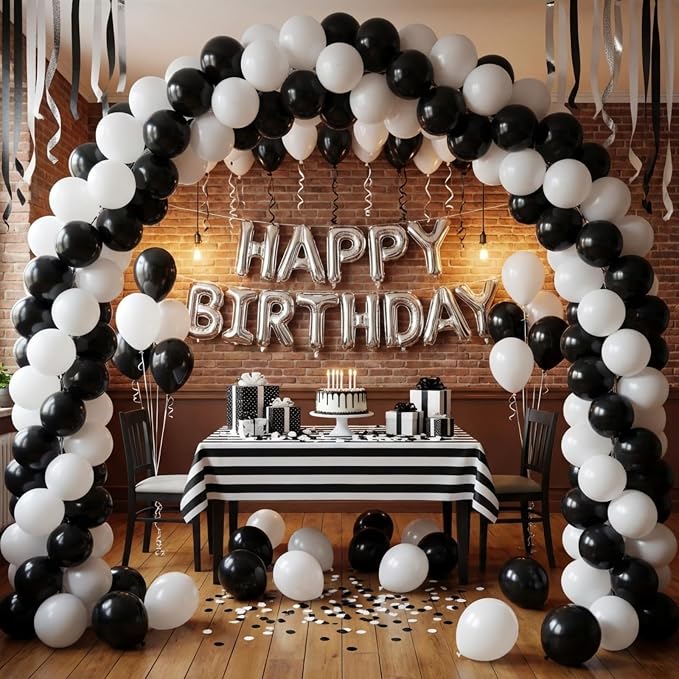 YMSZ Black and White Balloons Arch Kit - Image 7