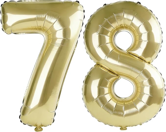 40 Inch Number 78 Balloons for 78th Birthday Party Decorations, 0-100 Champagne by FOBELEC