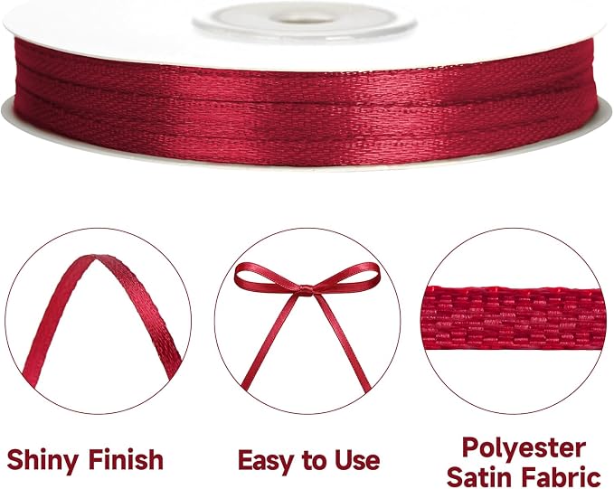KINGLAKE Burgundy Satin Ribbon - Image 3