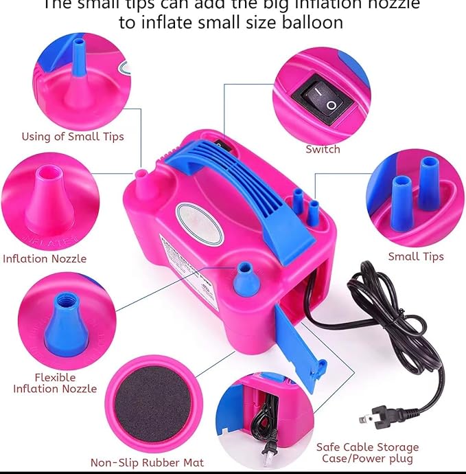 Portable Dual Nozzle Rose Red 110V 600W Electric Balloon Blower Pump/Electric - Image 3