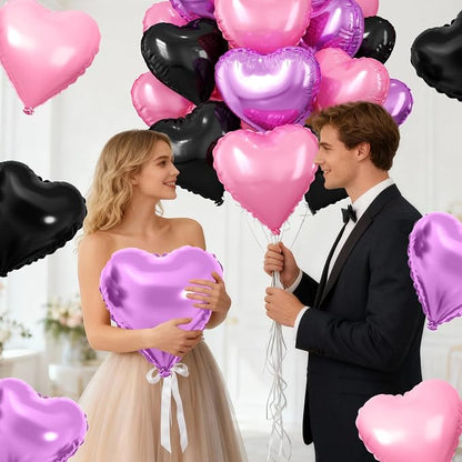 Pink Purple Black Heart Balloons - Image 7
