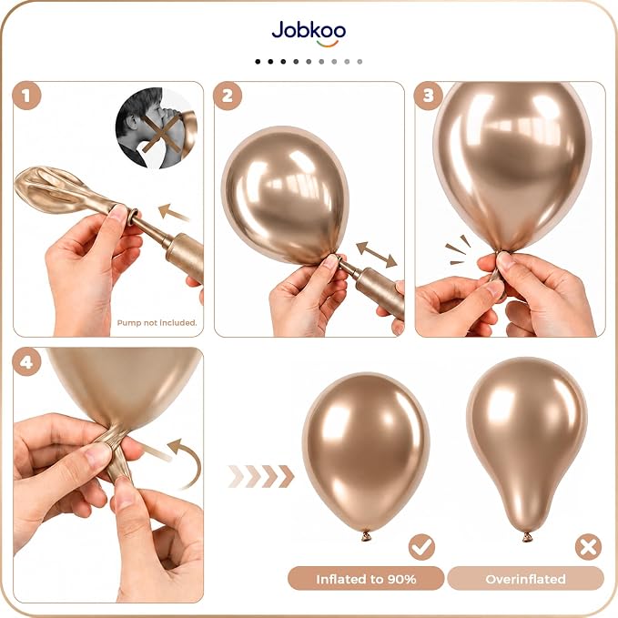 Jobkoo Metallic Champagne Gold Balloons, 12 Inch Chrome Light Gold Balloon | - Image 5