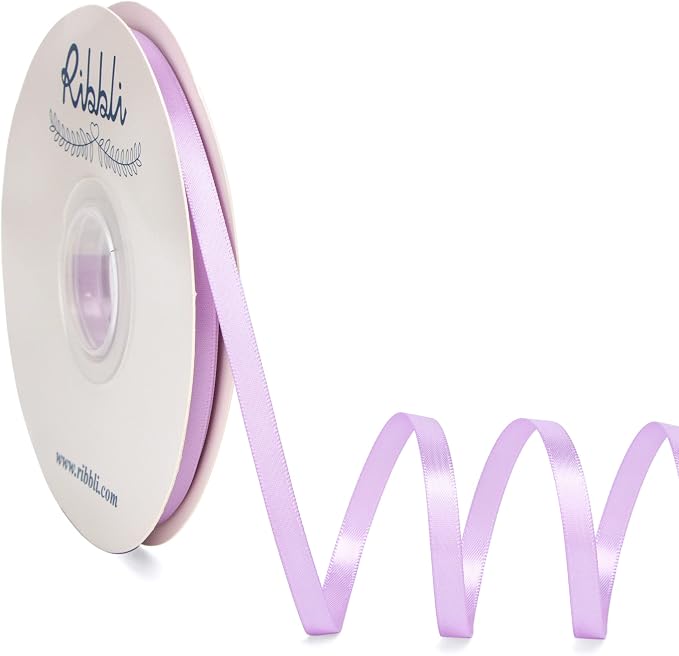 Ribbli Light Purple Satin Ribbon, Double Faced Satin 1/4 inch x Continuous 50 by Ribbli