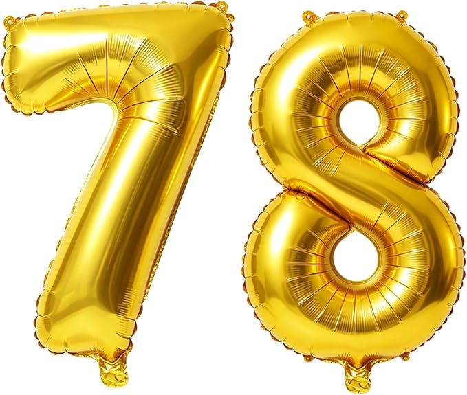40 Inch Number 78 Balloons for 78th Birthday Party Decorations, 0-100 Gold by FOBELEC