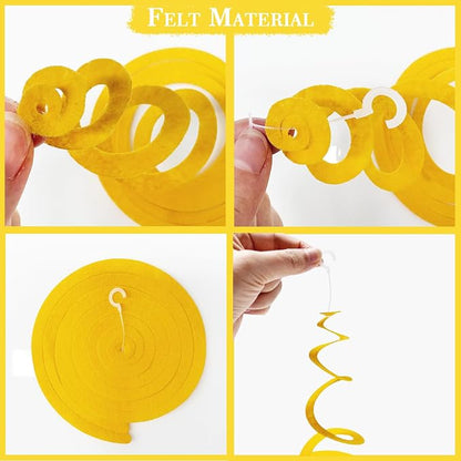 36 Pcs Green Yellow Purple Hanging Swirl Decorations Felt Swirl Streamer Spiral - Image 3