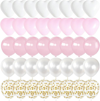 Pink Balloons, 12 Inch Double Stuffed & Gold Confetti Balloon - Image 8