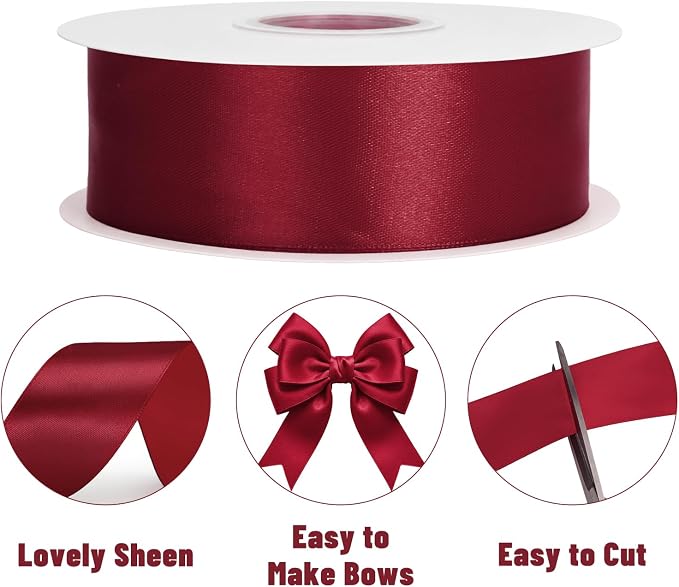 KINGLAKE Burgundy Satin Ribbon - Image 3