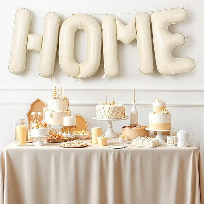 Cream HOME Balloons, 40 Inch HOME Letter Balloons Beige Home Balloon Banner - Image 4