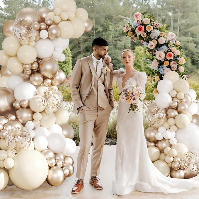 White Sand Champagne Gold Balloon Arch Kit - Image 2