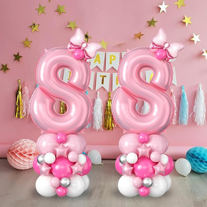 40 Inch Pink Number 8 Balloon for 8th Birthday Decoration Pastel Baby Pink - Image 4