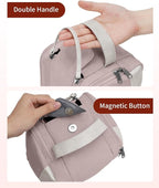 WANDF Toiletry Bag for Men Travel Toiletry Organizer Canvas and Leather Dopp Kit Water-Resistant Shaving Bag for Travel Accessories (Light Pink, Large)