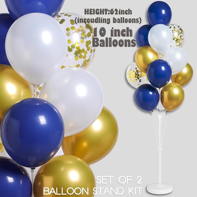 2Set Blue Gold Balloon Column Stand Kit - Image 4
