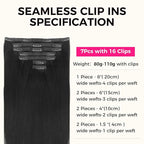 Lashey Seamless Clip in Hair Extensions Real Human Hair 7pcs 110g Straight Hair Extensions, 22 Inch Jet Black Remy Human Hair Clip in Extensions Black Hair Extension with Invisi Edge