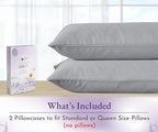 California Design Den Pillow Cases Standard Size Set of 2-1000 Thread Count Sateen, Soft & Thick 100% Cotton Standard/Queen Size Pillow Case Set, Durable - Light Grey