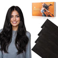DOORES Invisi Edge Wide Hair Extensions Real Human Hair Tape in, Natural Black 4PCS Injection Tape ins 20g 18 Inch, 3 Inch Wide Natural Virgin Human Extensions Seamless Side