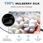 1 Piece Silk Bow Scrunchies for Hair-100% Pure Mulberry 22 Momme Silk Hair Tie, Elastic Ponytail Holder, Elegant Soft Bow Hair Ties Band for Women Hair Care, Multiple Colours (BLACK)