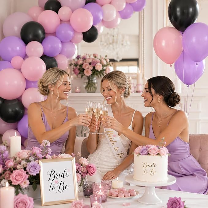 Pink Purple Black Balloons - Image 5