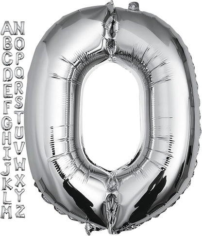 40 inch Silver Letter O Balloon, Big Size Alphabet Foil Mylar Helium Balloons by VHUWE