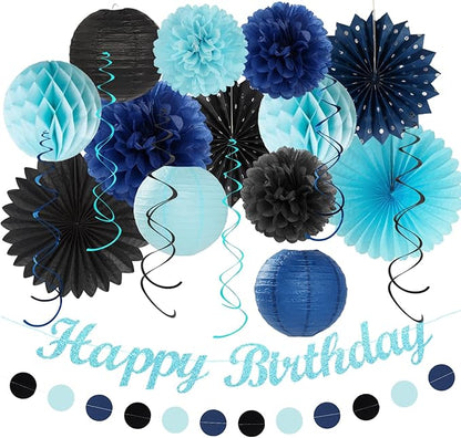 Light-Royal Navy-Blue Black Birthday Party-decorations by Huglony