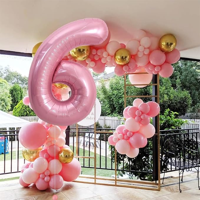 TONIFUL 40 Inch Pink Number 6 Balloons Large Foil 6th Birthday Decorations | - Image 4