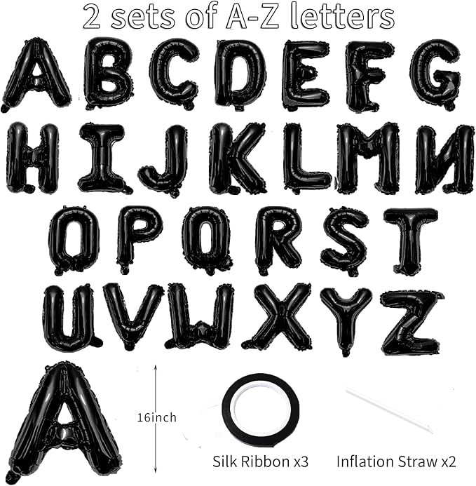 52 Pieces 16 Inches A-Z Letter Balloons – 2 Sets of Alphabet Mylar Balloon - Image 2