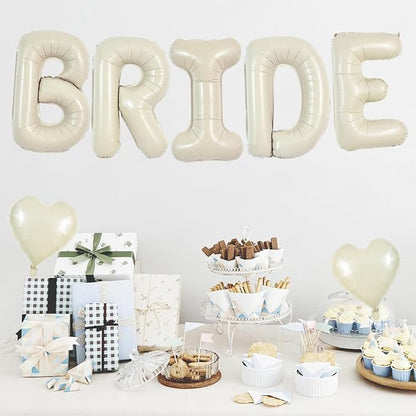 TONIFUL 40 Inch Large Cream White Bride Balloons, Giant Ivory Alphabet Big - Image 4