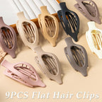 Flat Hair Clips, 9 PCS 4.7 Inch Large Side Slide Volume Duckbill Clips for Women & Girls, Internal Tooth Design, Strong Hold Matte Hair Clips for Thick Hair & Thin Hair,French Concord Clip