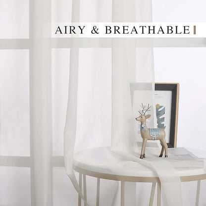 NICETOWN Beige Sheer Curtains Airy & Elegant - Image 2