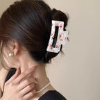 Christmas Hair Clips for Women, Santa Claus Claw Clips Transparent Square Hair Jaw Clips Cute Santa Claus Snowflake Winter Barrettes Strong Hold Xmas Hair Accessories for Thick Thin Hair Decorations