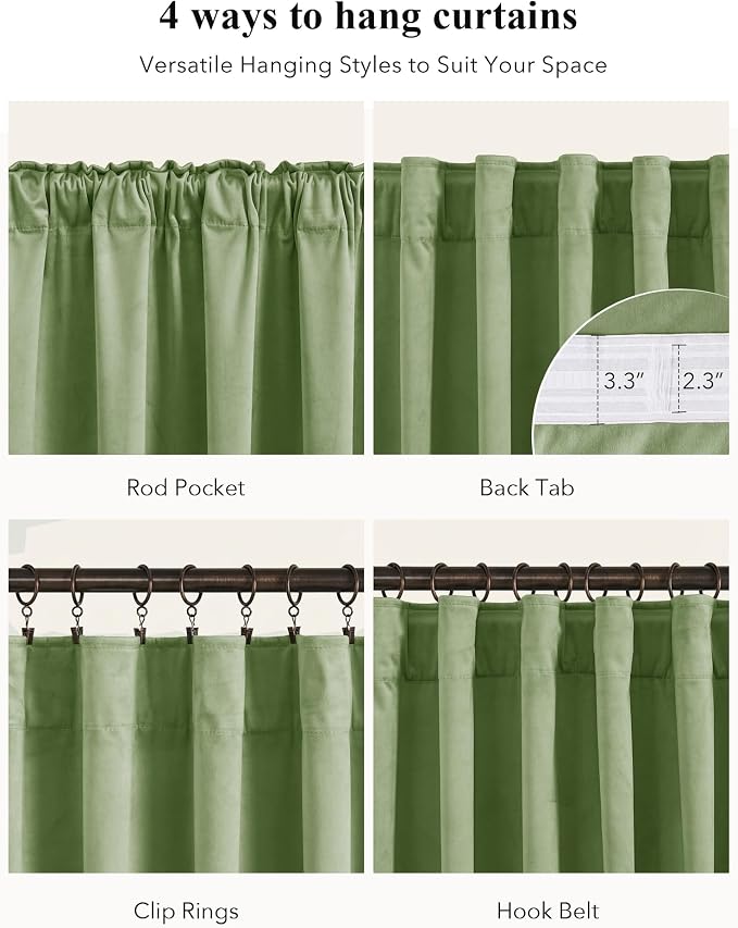Retro Green Velvet Curtains - Image 2
