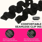 Lashey Seamless Clip in Hair Extensions Remy Human Hair Extensions, 7pcs 110g 20 Inch Body Wave Natural Black Thick Clip in Hair Extensions with Invisi Edge for Black Women