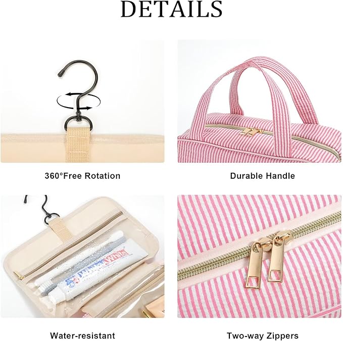 YOOLIFE Travel Toiletry Bag for Women - Hanging Toiletry Bag Makeup Bag, Portable Toiletries Cosmetic Bag, Airplane Travel Essentials - Letter V, Purple