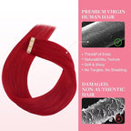 GOO GOO Tape in Hair Extensions Human Hair, Red, 12inch 20g 10pcs, Colored Tape ins Human Hair Extensions, Silky&Soft Invisible, Hair Highlighted for Party