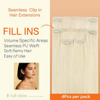 Full Shine Blonde Seamless Hair Extensions, Color 1000 Blonde Seamless Clip in Hair Extensions Human Hair, PU Weft Invisible Straight Remy Hair for Thin Hair Add Volume&Coverage, 4Pcs 18 Inch 85 grams