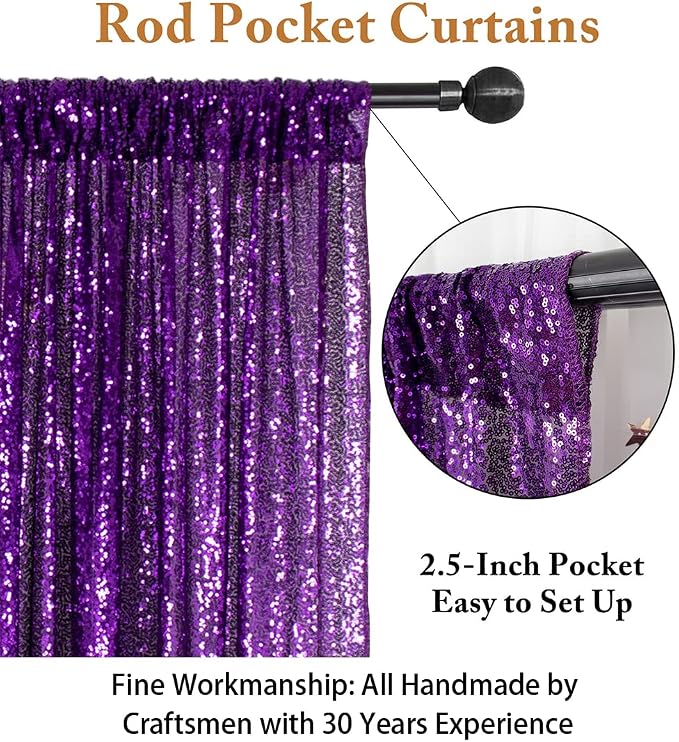 ShinyBeauty Purple Sequin Backdrop 7FTx7FT - Image 3