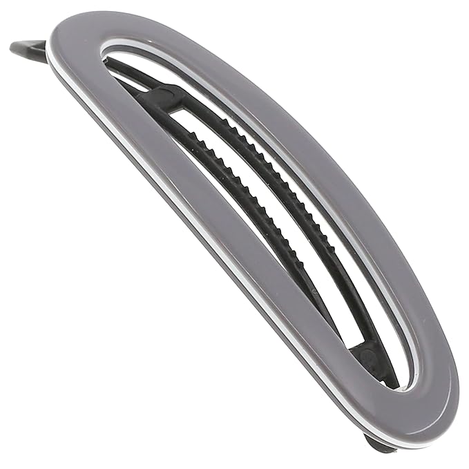 Camila Paris CP3366 French Hair Barrette Clip for Women, Handmade Gray White, Slide-in Metal-Free Closure, Strong Hold Grip Hair Clips for Girls, No Slip Durable Hair Accessories, Made in France