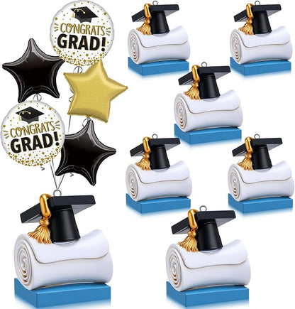 Cinnvoice Graduation Balloon Weights pack of 6 Resin Grad Cap Balloon Holder by Cinnvoice