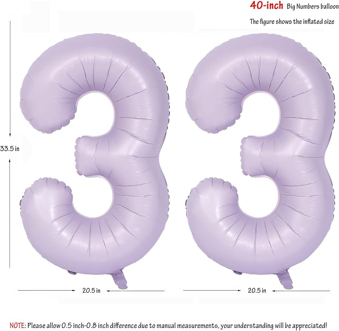 40 In Matte Purple Number Balloons Helium Foil Mylar Balloon Digital 33 | - Image 2