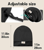 2pcs Silk Satin Bonnet Hair Wrap for Sleeping, Adjustable Strap Curly Natural Hair Night Caps for Women Men(Black&Black)