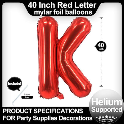 40 Inch Red Letter K Balloons, DIY Phrase Foil Alphabet Letter K Balloons DIY - Image 2