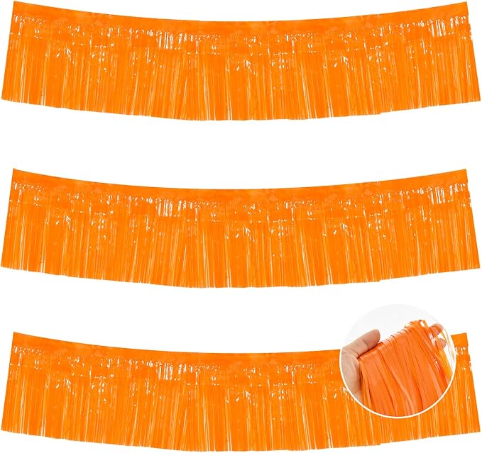 BEISHIDA Orange Fringe Garland Banner 3Pack 30ft Wall Tinsel Foil Streamers | by Beishida