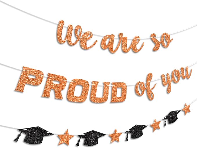We Are So Proud of You Banner Prestrung Orange Graduation Banner Graduation - Image 2