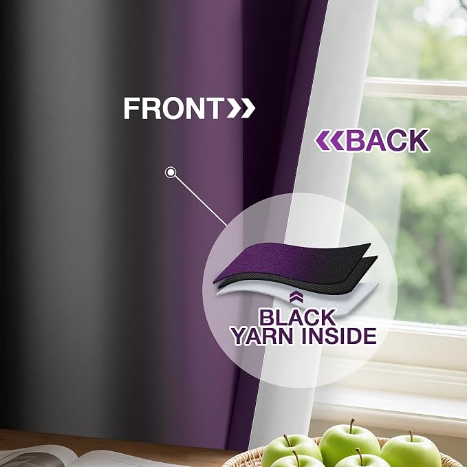 Yakamok Blackout Ombre Purple and Black Curtains - Image 2