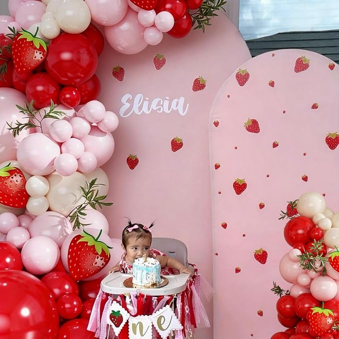 Strawberry Pink and Red Balloons Arch Kit - Image 2