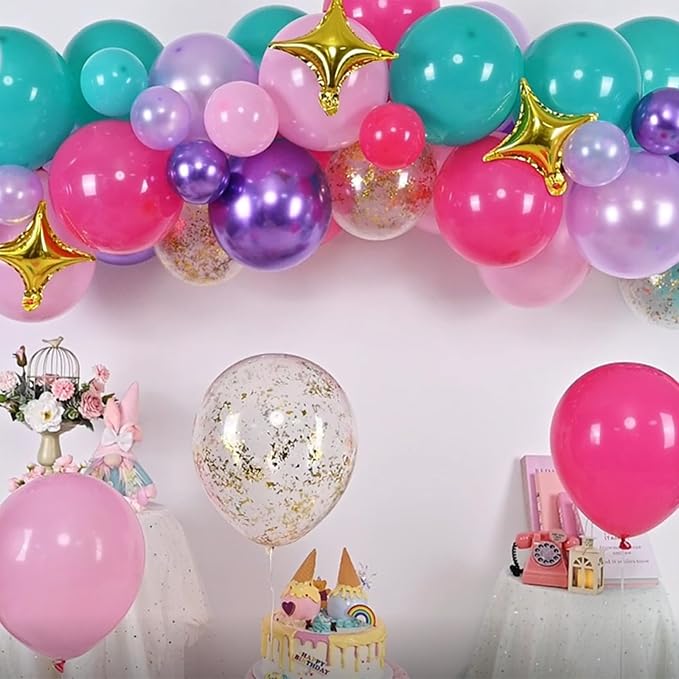 HILAVO Pink Purple Blue Balloon Arch Kit Teal Hot Pink Metallic Purple Party - Image 4
