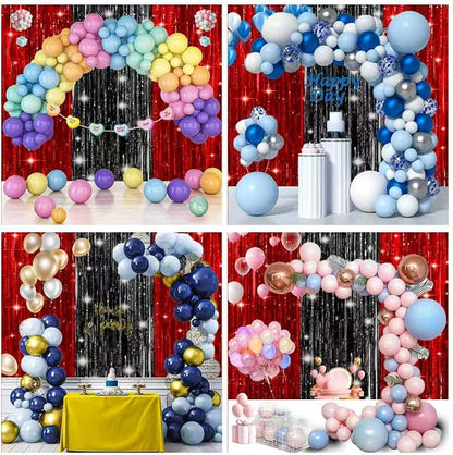 3 Pack Black and Red Backdrop Party Decorations Tinsel Curtain Party Backdrop - Image 2