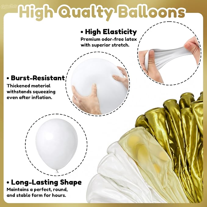 White Gold Balloons, Baby Shower, Anniversary, Graduation, Wedding Party - Image 3