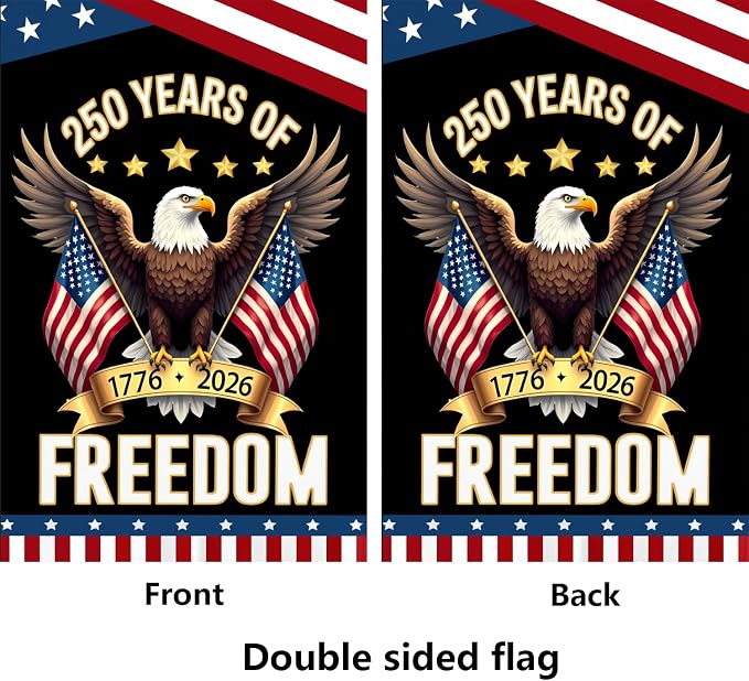 250 year anniversary Garden Flag, 250th birthday Freedom Patriotic Banner - Image 4