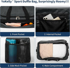 Gym Bag 20 inch Sport Duffle Bag for Men - 40L Weekender Duffel Bag for Travel - Dark Grey